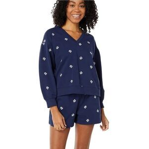 Draper James cotton soft knit floral embroidered sweatshirt